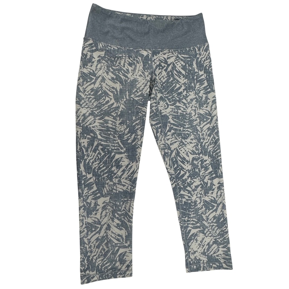 Prana Womens XS Capri Leggings Blue White Leaf‎ Print Yoga Athletic Pants